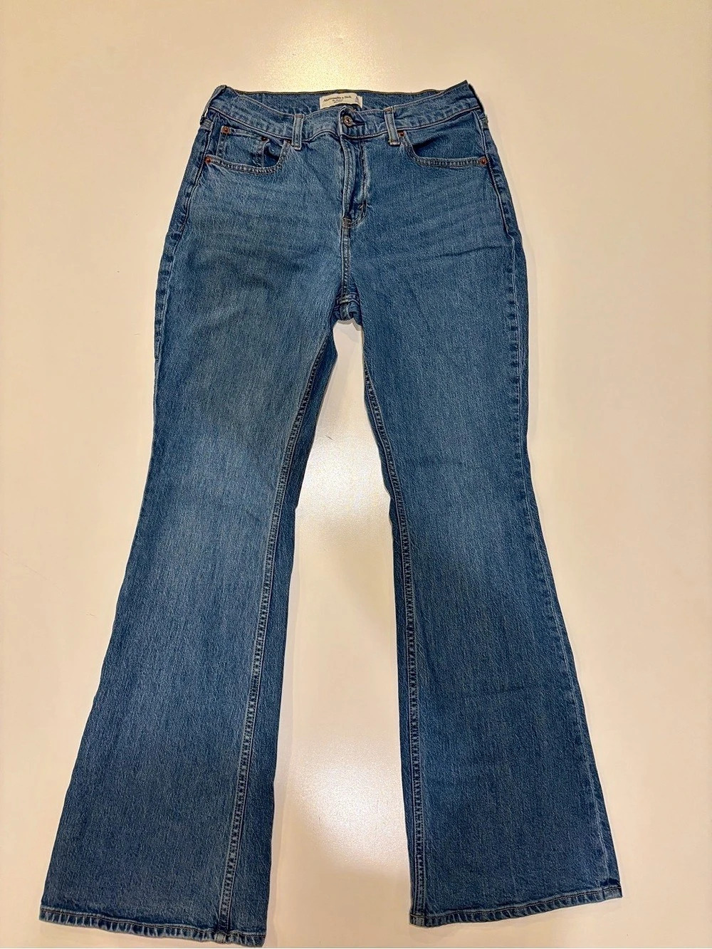 Abercrombie & Fitch Curve Love Bootcut Mid Rise Blue Bootcut Jeans Waist 28